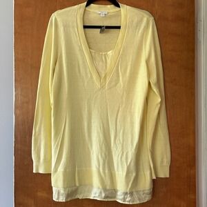 J.Jill Oversized Tunic‎ Faux Layer Look Long Sleeve Yellow Knit Top Women Sm NWT